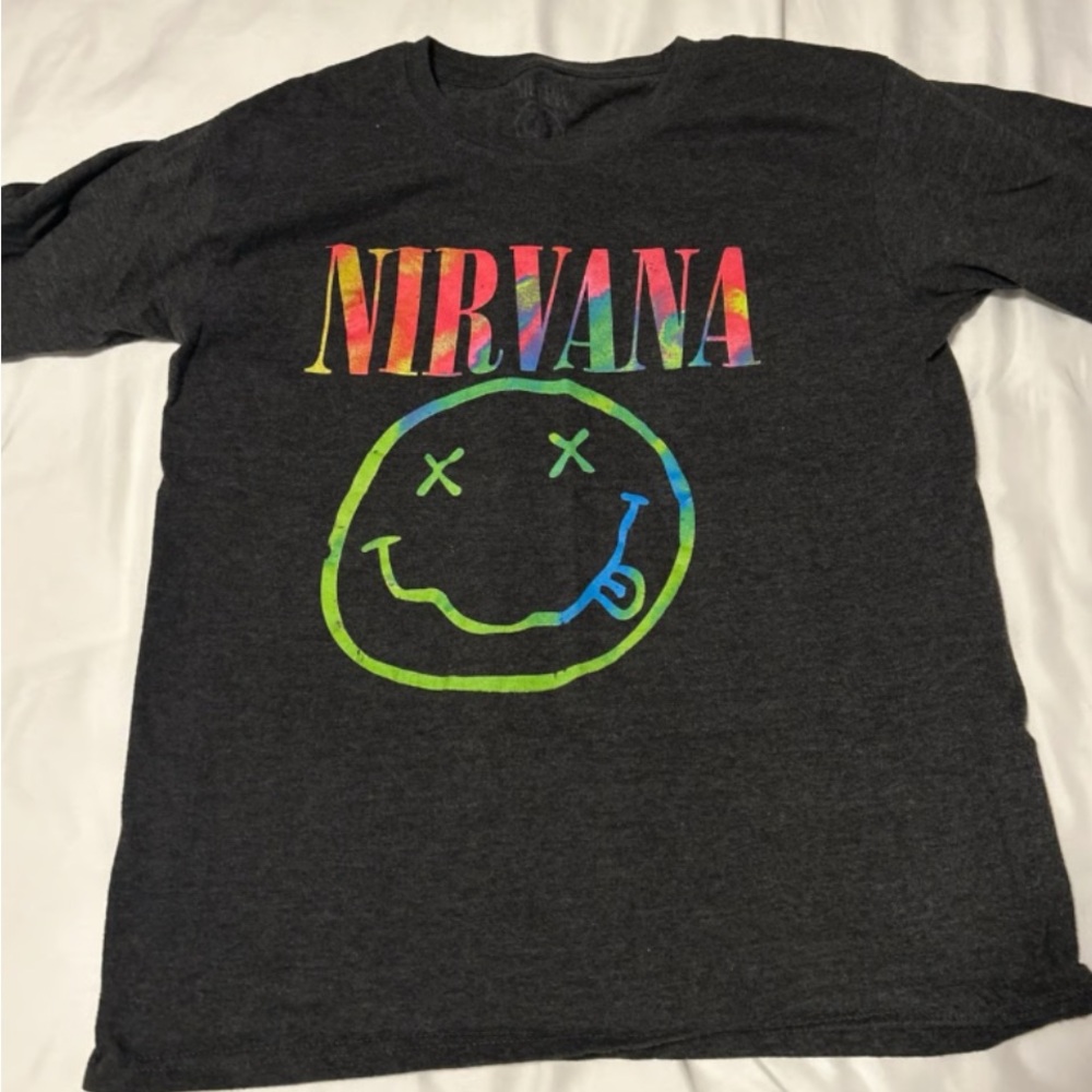 NIRVANA Charcoal Gray Short Sleeve Tee Iconic Design